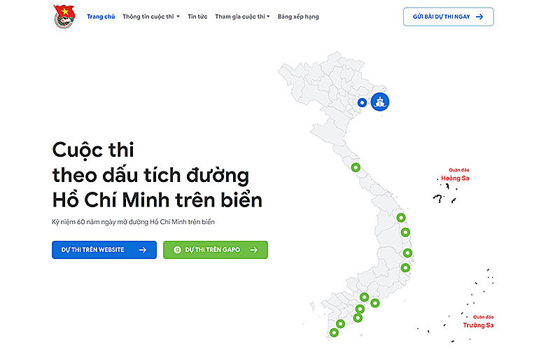 Giao diện khởi động của website http://doantaukhongso.vn/.
