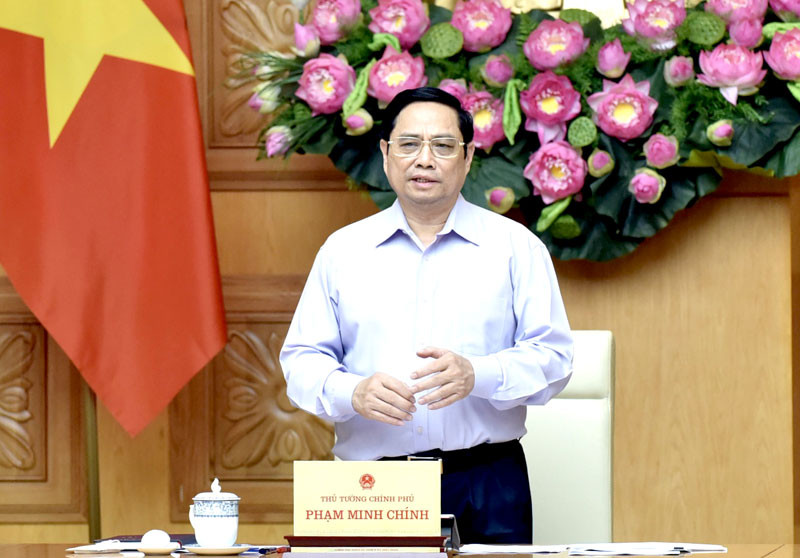 Thủ tướng Phạm Minh Chính phát biểu ý kiến tại Hội nghị. (Ảnh: TRẦN HẢI)