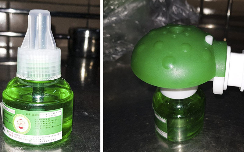 Lọ tinh dầu đuổi muỗi mà gia đình anh K. đã sử dụng.