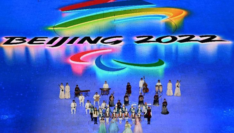 Biểu diễn nghệ thuật tại Lễ khai mạc Paralympic mùa đông Bắc Kinh. (Ảnh: Tân Hoa xã)