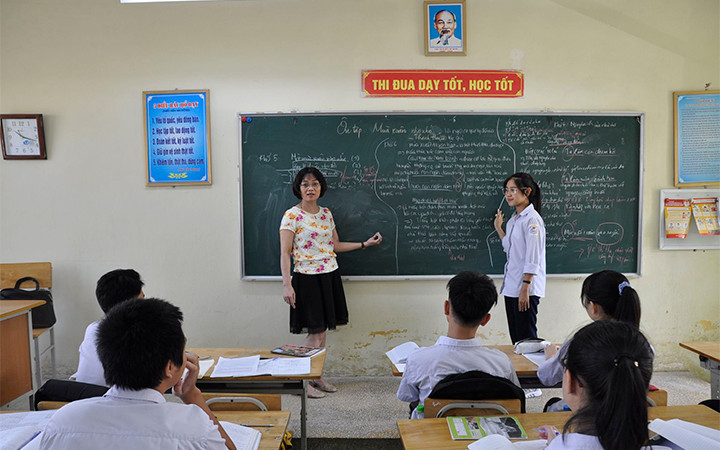 Giờ ôn tập của học sinh Trường THCS Dương Xá (Gia Lâm, Hà Nội).