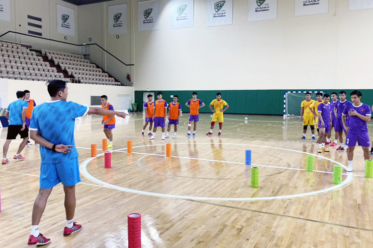 Thầy trò HLV Phạm Minh Giang sẵn sàng cho mục tiêu tranh vé dự VCK FIFA Futsal World Cup 2021. (Ảnh: VFF)