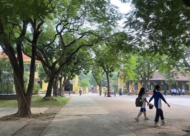 Trong khuôn viên Trường THPT Chu Văn An, Hà Nội (Ảnh: THUỲ LINH)