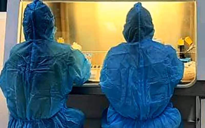 Cán bộ CDC Quảng Trị trong một công đoạn xét nghiệm Covid-19.