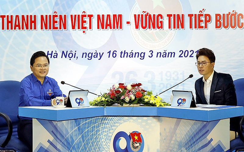 Quang cảnh buổi đối thoại giữa Bí thư Thứ nhất Trung ương Đoàn Thanh niên Cộng sản Hồ Chí Minh và thanh, thiếu niên Việt Nam trong, ngoài nước năm 2021.