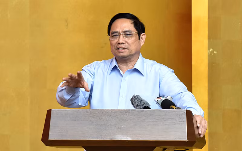 Thủ tướng Phạm Minh Chính phát biểu chỉ đạo hội nghị. Ảnh: Ðức Anh