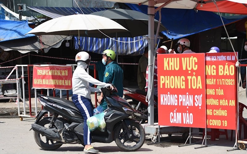Chốt kiểm soát phong tỏa ở phường Hóa An, thành phố Biên Hòa, tỉnh Đồng Nai.