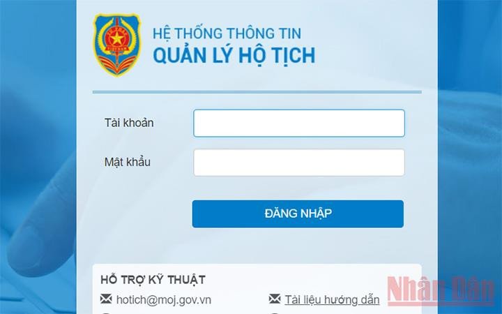 Hệ thống thông tin quản lý hộ tịch của Bộ Tư pháp.