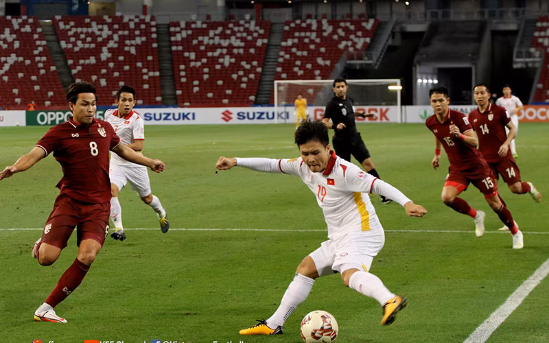 Những nỗ lực của Quang Hải và đồng đội không thể giúp đội tuyển Việt Nam tiếp tục đi tiếp. Ảnh VFF