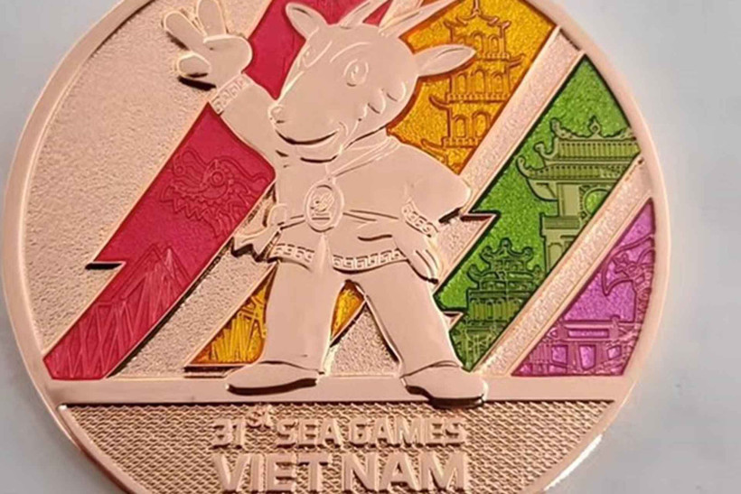 Mặt trước của mẫu Huy chương đồng SEA Games 31. (Ảnh: Hoàng Quân)