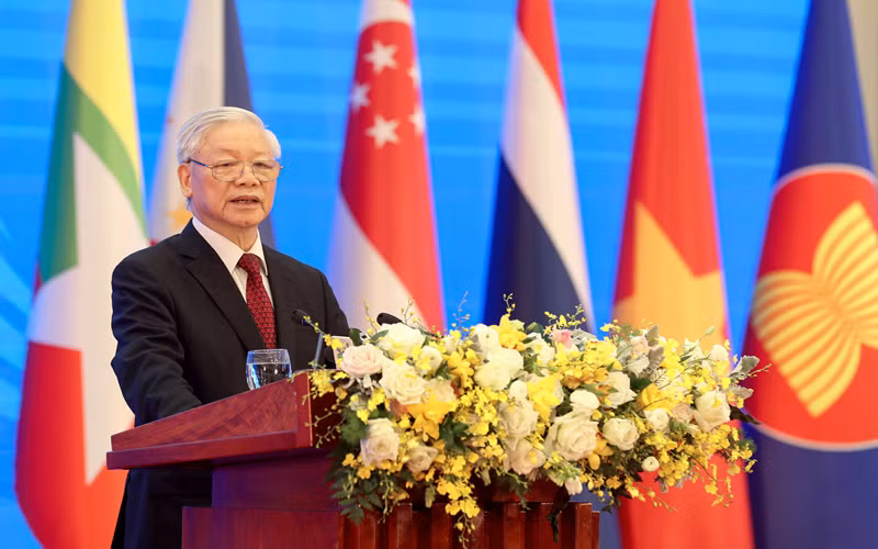 Tổng Bí thư, Chủ tịch nước Nguyễn Phú Trọng phát biểu chào mừng Hội nghị cấp cao ASEAN lần thứ 37. (Ảnh: DUY LINH)