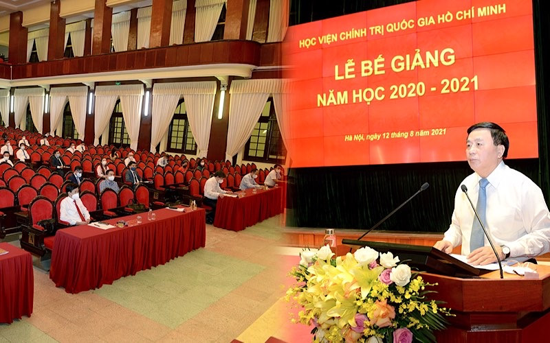 GS,TS Nguyễn Xuân Thắng phát biểu tại Lễ bế giảng. (Ảnh: HCMA.VN)