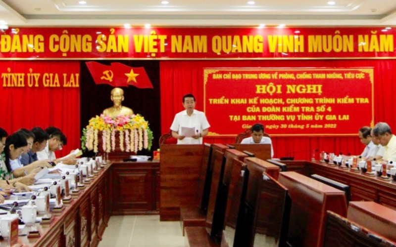 Buổi làm việc của Đoàn Kiểm tra số 4 Ban Chỉ đạo Trung ương về phòng, chống tham nhũng, tiêu cực với Ban Thường vụ Tỉnh ủy Gia Lai.