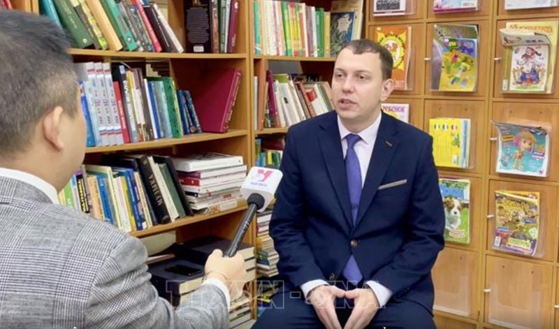 Ông Anton Viktorovich Bredikhin - Nhà khoa học chính trị, Tổng Biên tập Tạp chí Khoa học Arkhont của Nga khẳng định Việt Nam đã trở thành một điển hình về hội nhập Á-Âu đối với các nước châu Á-Thái Bình Dương khác. Ảnh: TTXVN