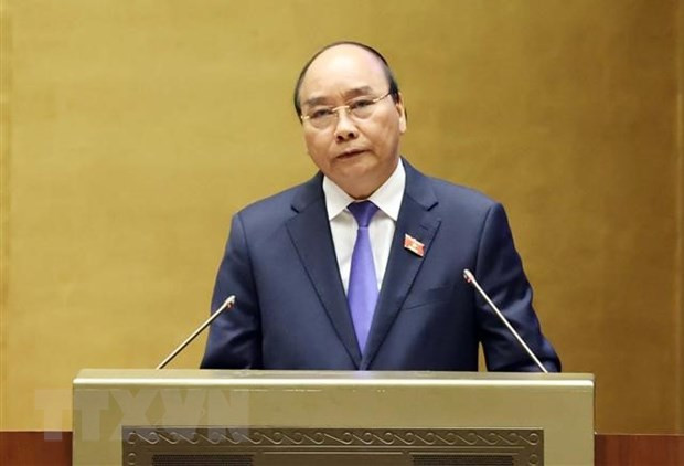 Thủ tướng Nguyễn Xuân Phúc phát biểu tại Quốc hội. (Ảnh: Thống Nhất/TTXVN)