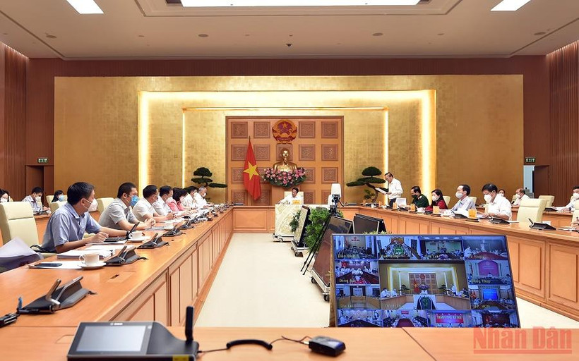 Hội nghị trực tuyến thúc đẩy lưu thông, tiêu thụ nông sản trong bối cảnh phòng, chống dịch Covid-19. (Ảnh: ĐỨC TUÂN).