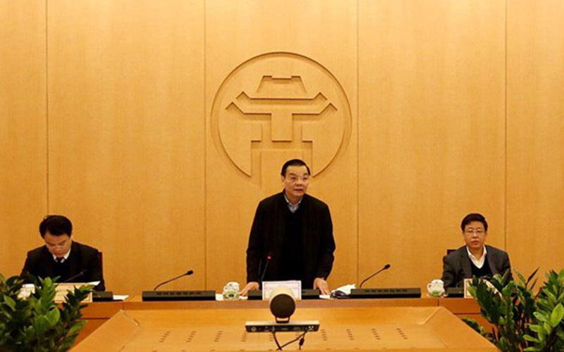 Chủ tịch UBND TP Hà Nội Chu Ngọc Anh phát biểu tại cuộc họp.