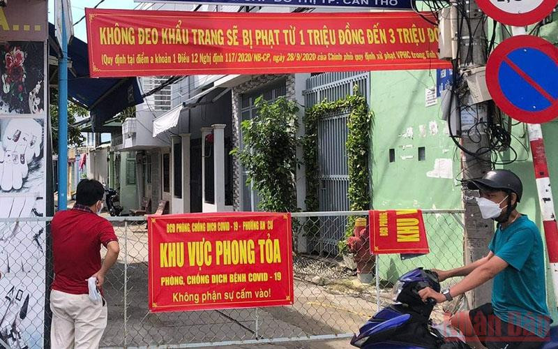 Phong tỏa hẻm 125 Hoàng Văn Thụ, phường An Cư, quận Ninh Kiều, TP Cần Thơ nơi phát hiện nhiều ca F0.