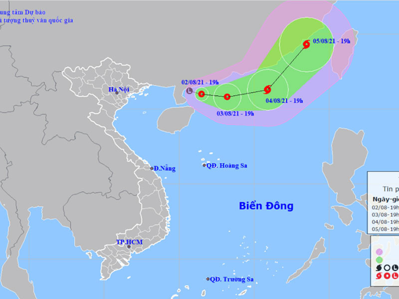 Vị trí và hướng di chuyển của áp thấp nhiệt đới. (Nguồn: nchmf.gov.vn)