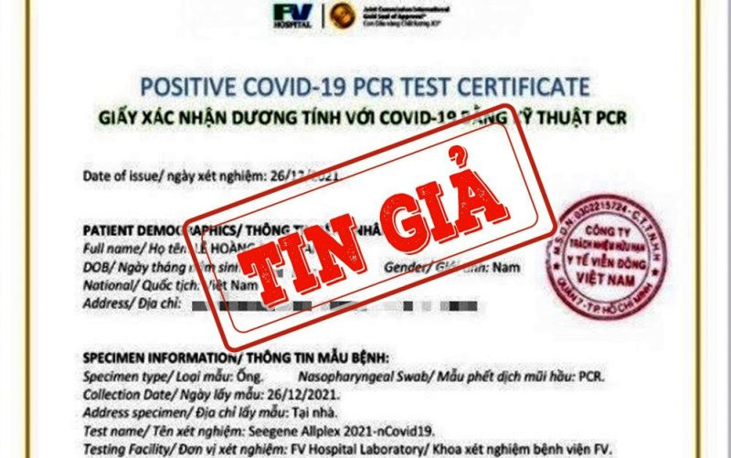 Thông tin Bệnh viện FV phát hiện ca nhiễm biến chủng Omicron là giả mạo