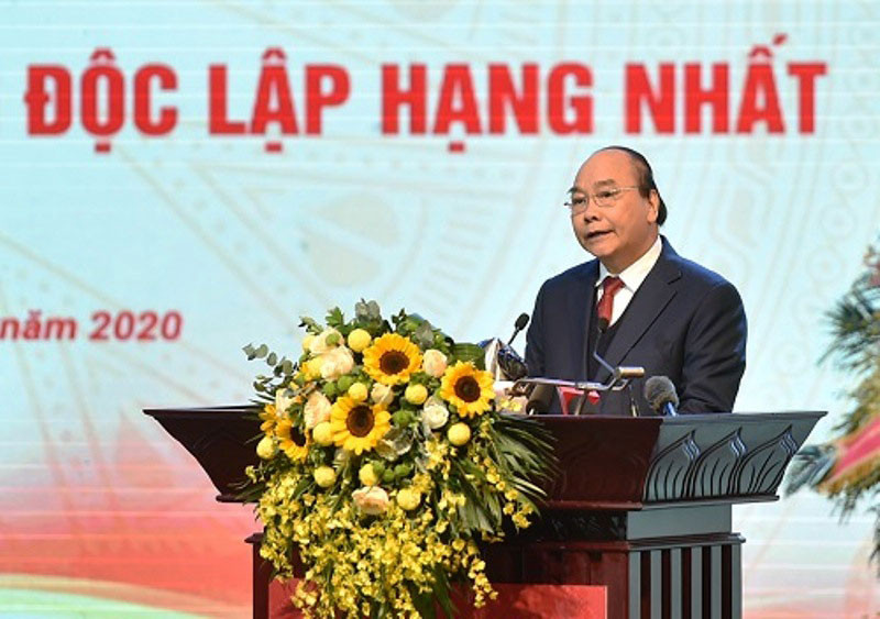 Thủ tướng Nguyễn Xuân Phúc phát biểu tại buổi lễ. (Ảnh: QUANG HIẾU)