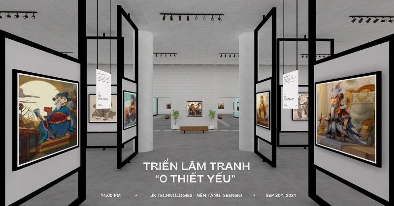 Không gian 3D của triển lãm thực tế ảo “0 thiết yếu”. (Ảnh chụp màn hình)