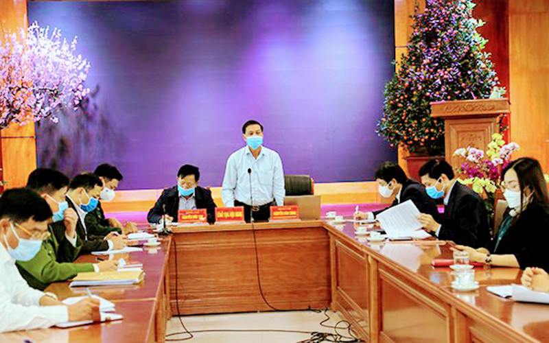 Quang cảnh cuộc họp phòng chống dịch chiều 16-2 của TP Hải Phòng.