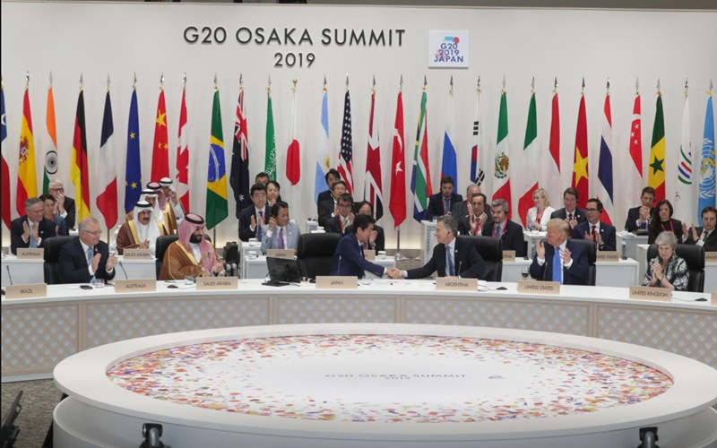 Phiên bế mạc Hội nghị thượng đỉnh G20 tại Nhật Bản, năm 2019. (Ảnh: Reuters)