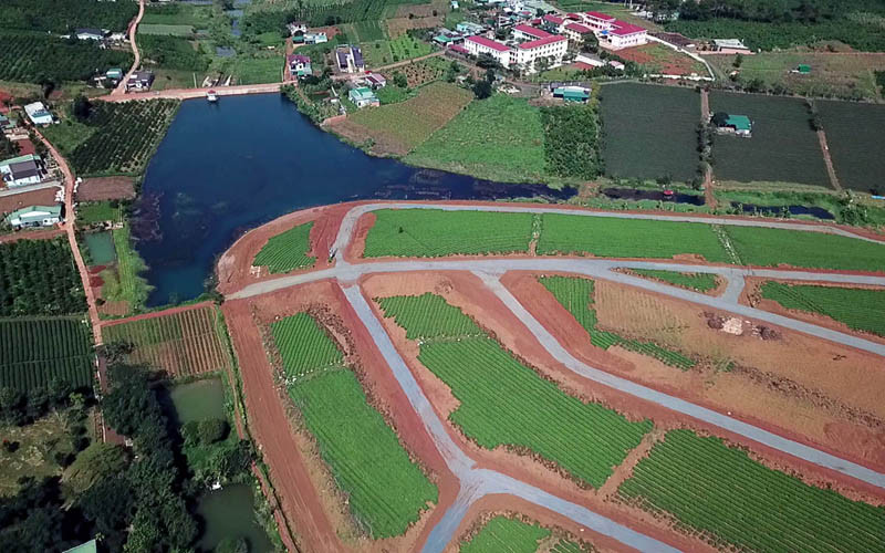 Một khu vực có dấu phân lô trên đất nông nghiệp tại TP Bảo Lộc. 