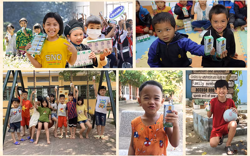 Mỗi em nhỏ có hoàn cảnh khó khăn sẽ được hỗ trợ uống sữa Vinamilk miễn phí trong 3 tháng liên tiếp