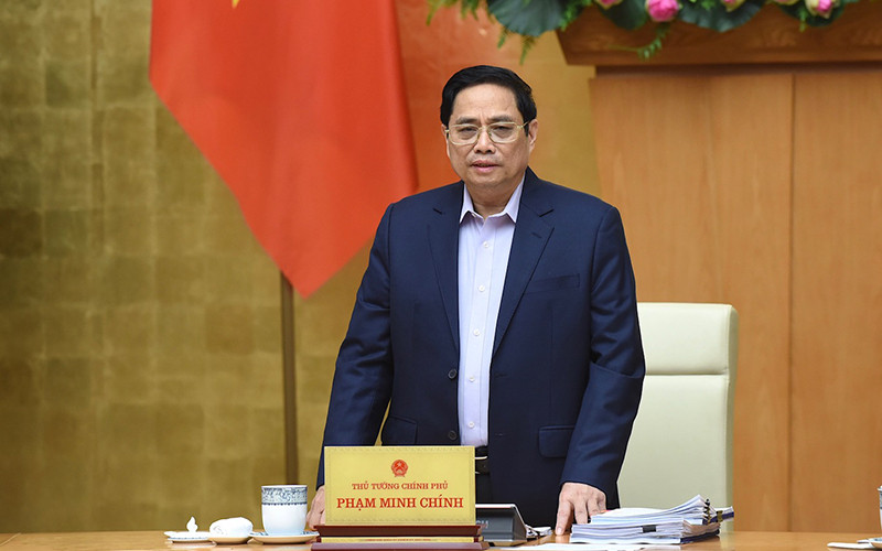 Thủ tướng Phạm Minh Chính phát biểu chỉ đạo cuộc họp. (Ảnh: TRẦN HẢI)