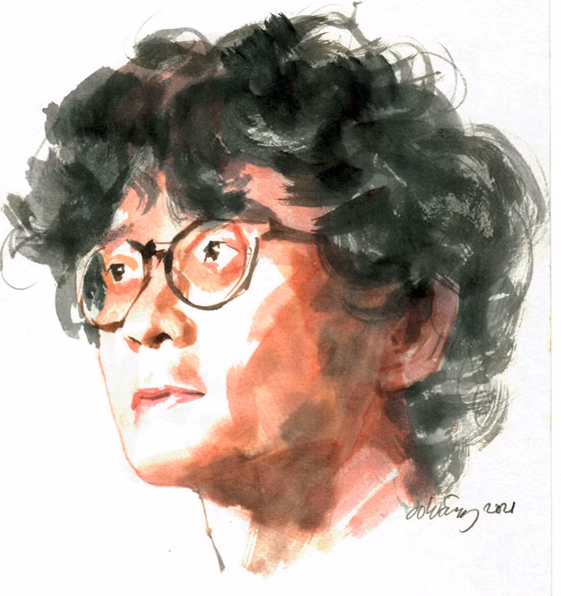 Ký họa chân dung Nguyễn Bảo Tùng của họa sĩ Đỗ Hoàng Tường.