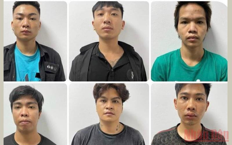 Các đối tượng trong đường dây lừa đảo bị bắt giữ.