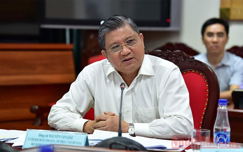 Ủy viên Trung ương Đảng, Chủ nhiệm Ủy ban Đối ngoại, Phó trưởng ban Thường trực Ban Tổ chức Đại hội đồng AIPA 41 Nguyễn Văn Giàu tại buổi tọa đàm. Ảnh: Quang Khánh