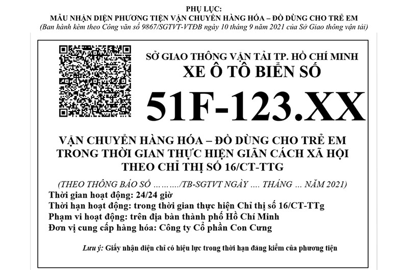 Mẫu nhận diện QR Code vận chuyển hàng hóa - đồ dùng cho trẻ em.