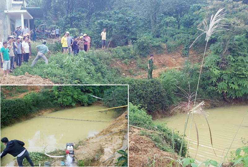 Khu vực hồ nước tưới nơi ba cháu bé đuối nước thương tâm 