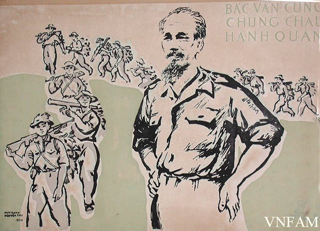 Bác vẫn cùng chúng cháu hành quân - tác giả Nguyễn Thụ, Huy Oánh.