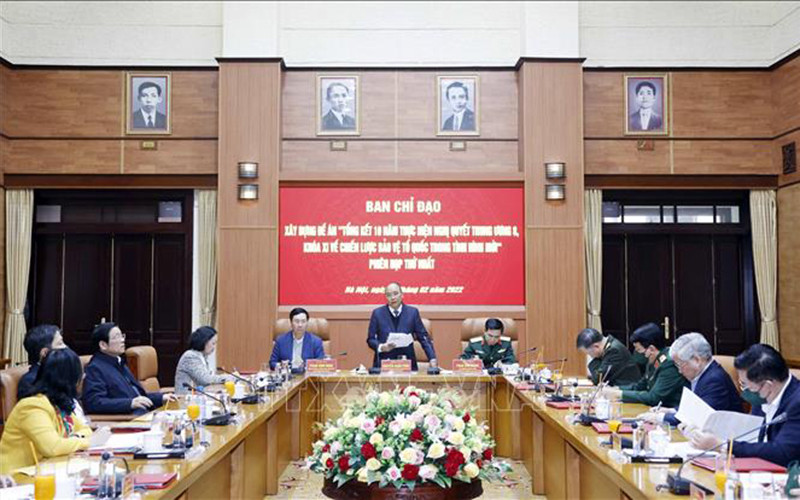 Chủ tịch nước Nguyễn Xuân Phúc phát biểu tại phiên họp. (Ảnh: TTXVN)