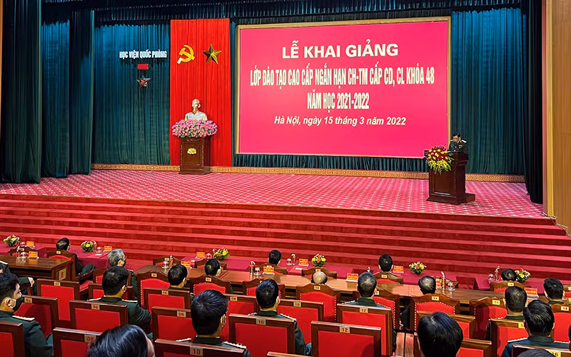 Quang cảnh buổi lễ khai giảng.