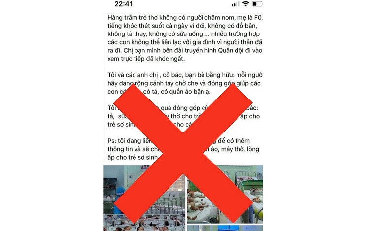 Ảnh chụp bài viết đăng tải thông tin sai sự thật trên trang mạng.