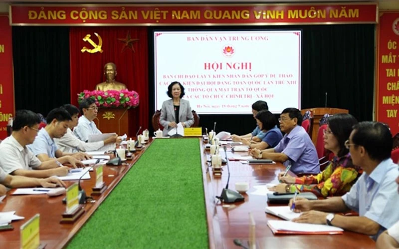 Đồng chí Trương Thị Mai, Ủy viên Bộ Chính trị, Bí thư T.Ư Đảng, Trưởng Ban Dân vận T.Ư, Trưởng Ban Chỉ đạo chủ trì Hội nghị. (Ảnh: QĐND)