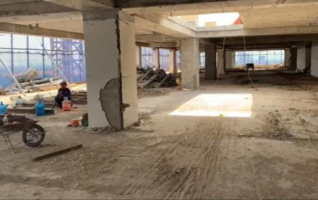 Mặt bằng tầng 18 công trình 8B Lê Trực sau khi được phá dỡ tường ngăn căn hộ.