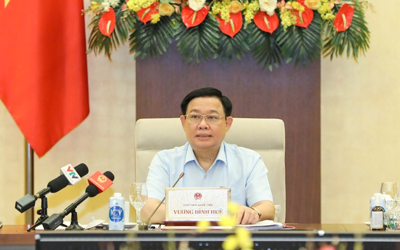 Chủ tịch Quốc hội Vương Đình Huệ phát biểu ý kiến tại phiên họp. (Ảnh: Duy Linh)