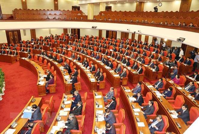 Quang cảnh hội nghị lần thứ 13 Ban Chấp hành Trung ương Đảng khóa XII. Ảnh: TTXVN.