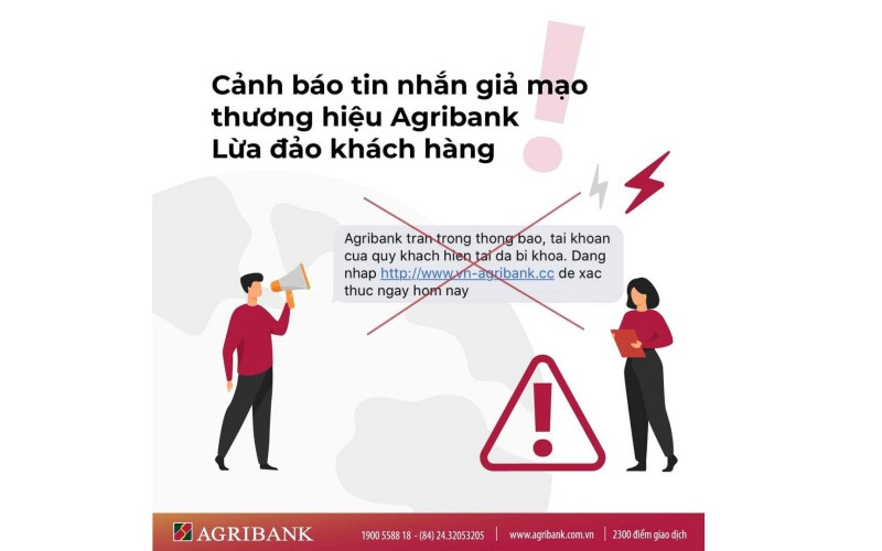 Cảnh báo tin nhắn giả mạo thương hiệu Agribank lừa đảo khách hàng.