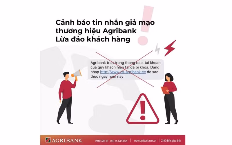 Cảnh báo tin nhắn giả mạo thương hiệu Agribank lừa đảo khách hàng.