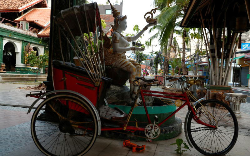 Bên ngoài một khách sạn đã đóng cửa tại Phukhet. (Ảnh: Bưu điện Bangkok)