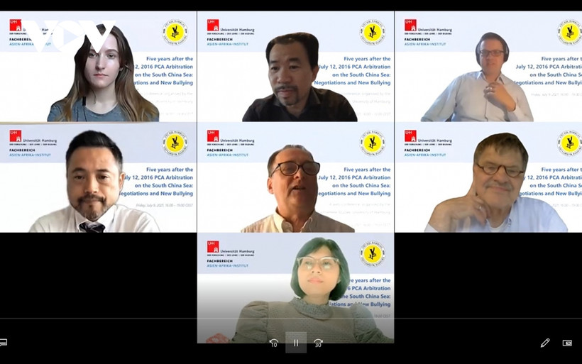 Các đại biểu tham gia hội thảo trực tuyến về Biển Ðông. Ảnh: VOV.