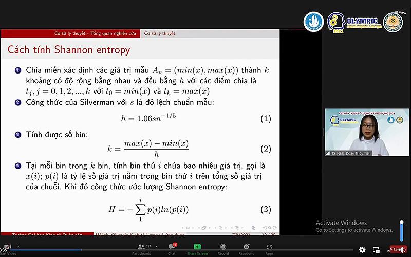Màn tranh tài trực tuyến của thí sinh từ Trường đại học Kinh tế Quốc dân