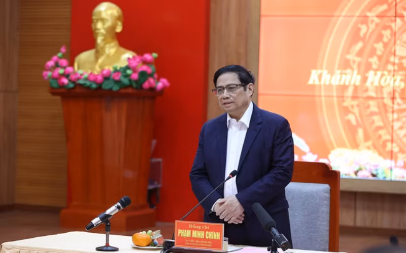 Thủ tướng Phạm Minh Chính làm việc với Ban Thường vụ Tỉnh ủy Khánh Hòa. (Ảnh: Nhật Bắc)